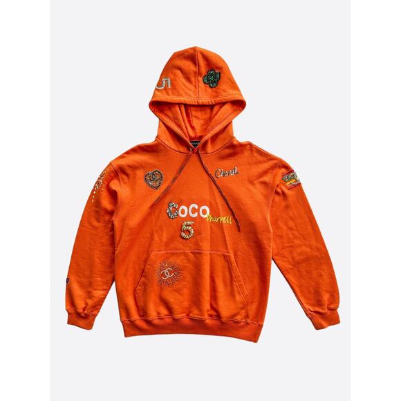 Chanel Pharrell Orange Embroidered Graphics Hoodie - Picture 1 of 8